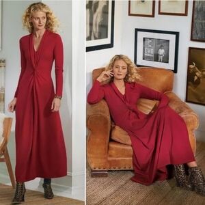 Soft Surroundings Lagia Maxi Dress Red Style 2DP97 Women Size Medium Long Sleeve